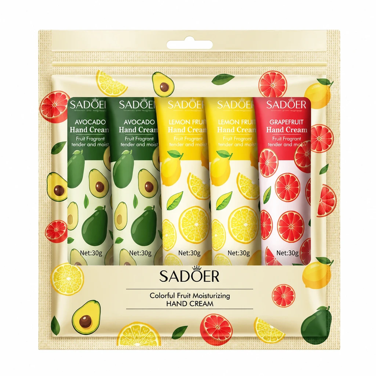پک کرم دست میوهای سادور بسته (شامل ۵ عدد تیوپ ۳۰ گرمی) (SADOER Fruit Hand Cream Set)